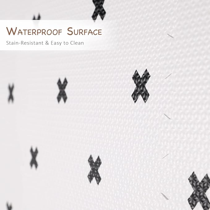 TCBunny 16 Interlocking Tiles and Edges Baby Play Mat for Kids & Toddlers - 5.6 X 4 FT (White with Black Cross)