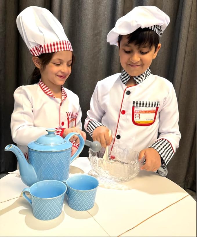 Kids Chef Costume Pretend Chef Outfit Restaurant Dress Up for Cooking Playing, Halloween