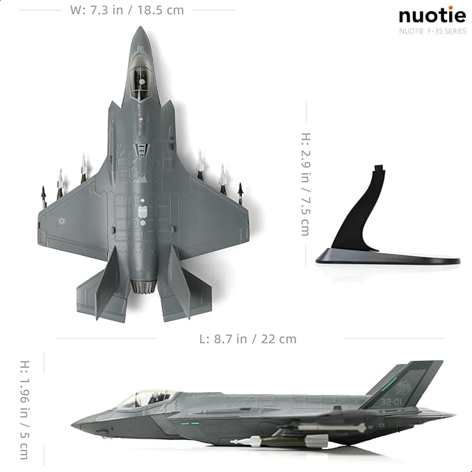 1/72 F-35A Stealth Fighter Aircraft Model Military Joint Attack Aircraft Diecast Metal Airplane Model Kit with Stand for Adult Military Enthusiast Collection Display or Gift