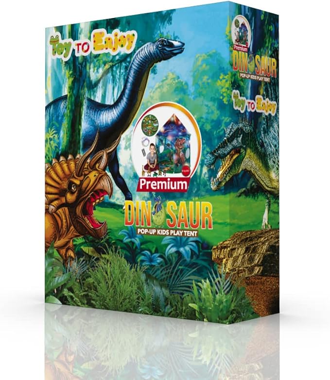 Dinosaur Pop Up Kids’ Play Tent by Toy to Enjoy - Perfect for Indoor & Outdoor. Dinosaur Camping Tent for Toddlers, Boys&Girls. Includes Remote Controlled Lights, Roar Sound Button & 3 Different Toys