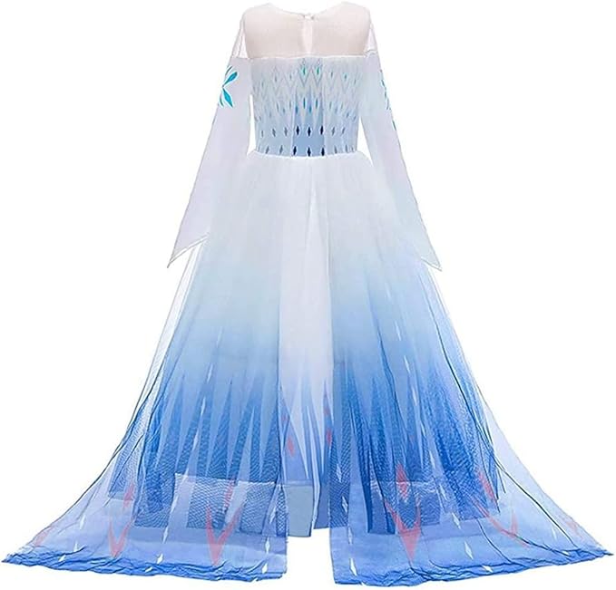 REXREII Little Girls Princess Dress Frozen Elsa Costume Halloween Cosplay Christmas Birthday Party Gown w/Accessories