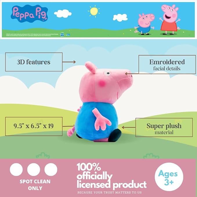 Franco Peppa Pig George Kids Bedding Super Soft Plush Cuddle Pillow Buddy, (Officially Licensed Product)