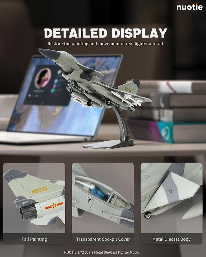 1/72 J10 Vigorous Dragon Fighter Jet Model Military Aircraft Diecast Metal Model Kit Adult Airplane Model with Stand for Military Enthusiasts Collections or Gift