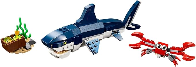 LEGO Creator 3 in 1 Deep Sea Creatures, Transforms from Shark and Crab to Squid to Angler Fish, Sea Animal Toys, Gifts for 7 Plus Year Old Girls and Boys, 31088