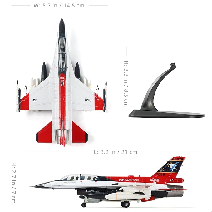 1/72 F-16D X-62 Vista Fighter Model Pre-Built USAF Test Pilot School Fighter Aircraft Model Alloy Metal Diecast Plane Model with Display Stand Collection Gift for Adult