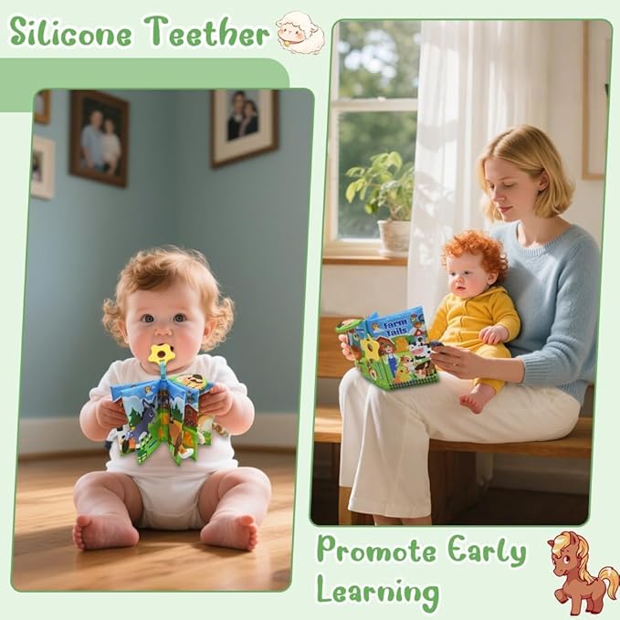 Kimicare Big Musical Red Barn Toy Farm Animal Finger Puppets for 1 2 3 4 5 Years Old, Animal Figures Playset with Farm Tails Baby Book, Sensory Learning Toys Gift for Toddlers Boys Girls