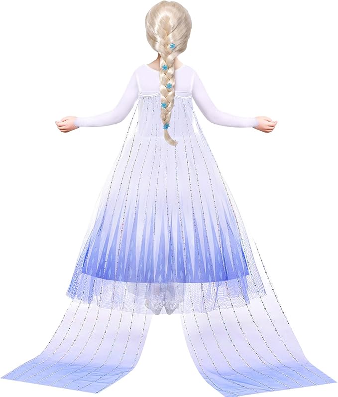 G.C Princess Dress Costume for Girls Toddler Princess Dress Up Clothes With Toys Crown Wig Wand Accessories Halloween Cosplay