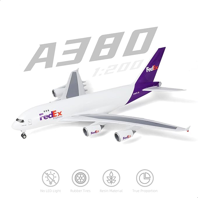 1/200 A380 Model PlaneDiecast Airbus A380 Model Airplane with Stand (14 in-L) Prebuilt Cargo Model kit for Adult Aviation Creative Gifts, Tabletop Collection Display