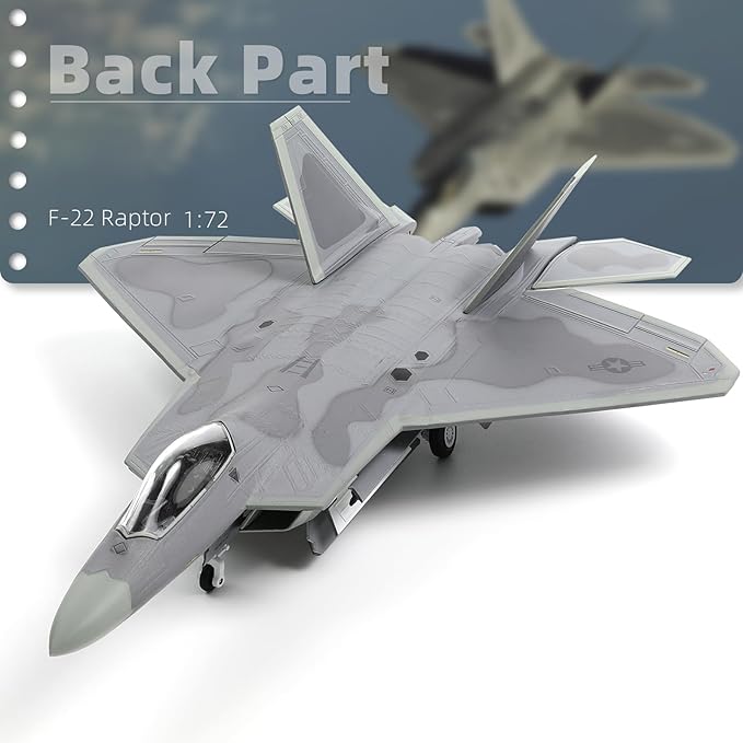 F22 Raptor 1/72 Diecast Metal Aircraft Model Kit USAF Fighter Jet Alloy Airplane Model with Stand for Adult Military Enthusiasts Collections or Creative Gifts (AK 90FS)