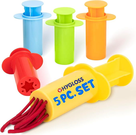 5-Piece Dough Extruder Set for Kids – Colorful Fun Shape Makers – Dough Tools & Accessories – Creative Craft Clay Tools and Toys – Arts & Crafts for Kids Ages 3-5 – Preschool Classroom Activities