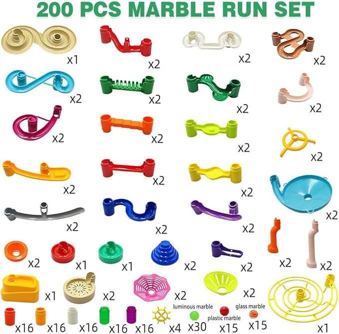 Marble Run Marble Maze Race Track with Glowing Marbles for Kids Ages 3-4-8-10 Sturdy Building Toys Kids Games Amazing Fun Gifts (Super)