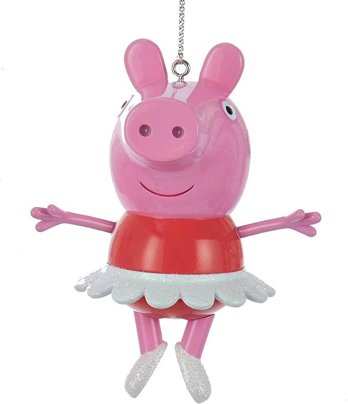 Kurt Adler Peppa Pig Christmas Ornaments and Stocking Set of 3-2 Peppa Ballerina Princess Holiday Tree Ornaments & Stocking - Officially Licensed - Gift for Kids
