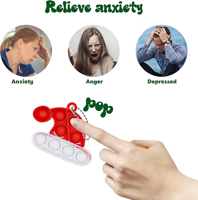 60PCS Christmas Pop Keychain Party Favors - Pop Push Fidget Toys for Kids & Adults