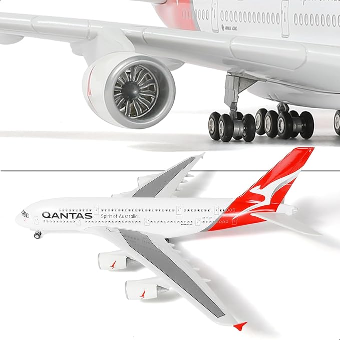 1/200 Scale A380 Model Plane Australia Diecast Airbus A380 Model Airplane with Stand (14 in-L) Pre-Built Model kit for Adult -Aviation Creative Gifts, Tabletop Collection Display