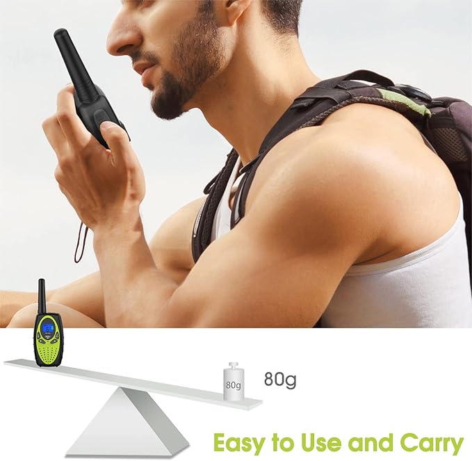 Walkie Talkies Long Range,M880 FRS Two Way Radio for Adults Toy for Kid with Mic LCD Screen/Durable Wakie-Talkies with Noise Cancelling for Men Women Outdoor Cruise Ship (Yellow Green 2 in 1)