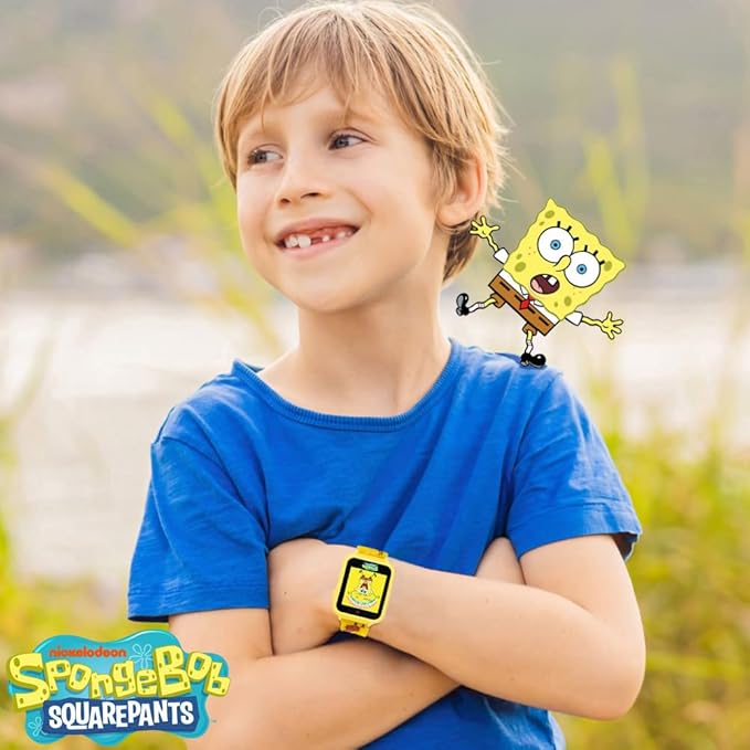 SpongeBob SquarePants Kids Smart Watch Touchscreen with Camera Games Stopwatch Alarm Fitness Tracker Photo Video Recorder – Fits Wrist Sizes 5.5" to 8"