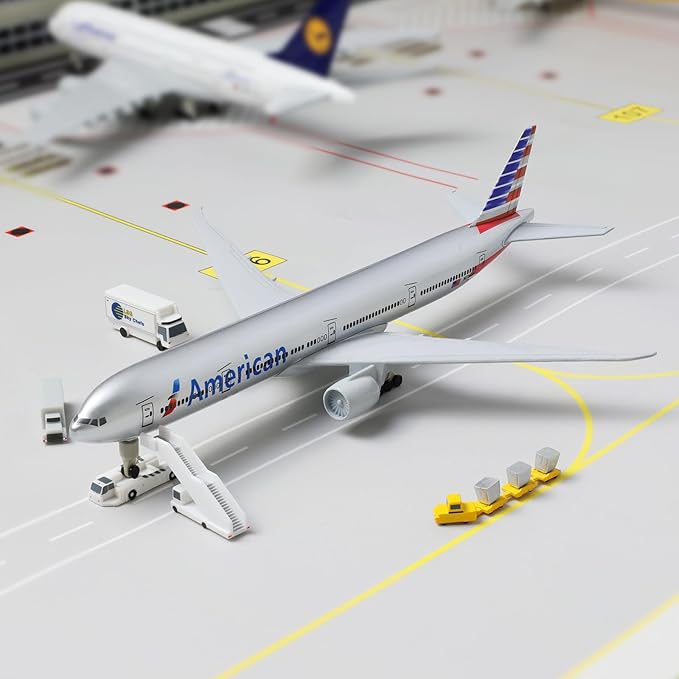 1/300 American 777 Diecast Metal Airplane Model Kits for Boeing 777 Airlines Model Plane with Display Stand (7.5-inch L) for Adult Aviation AA Plane Models Gifts or Desktop Decorations