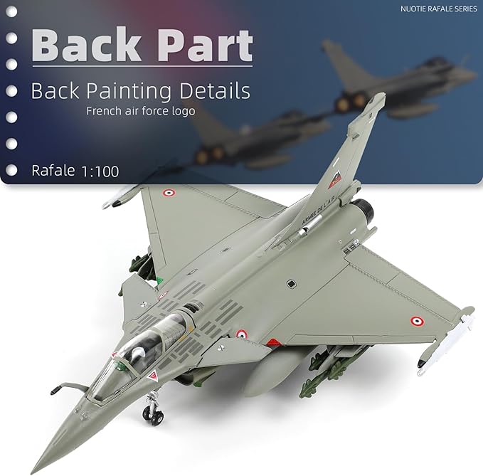 1/100 Dassault Rafale B NATO Tiger Diecast Metal Fighter Jet Model Kits Pre-Build Replica Military for Display Collection or Gift
