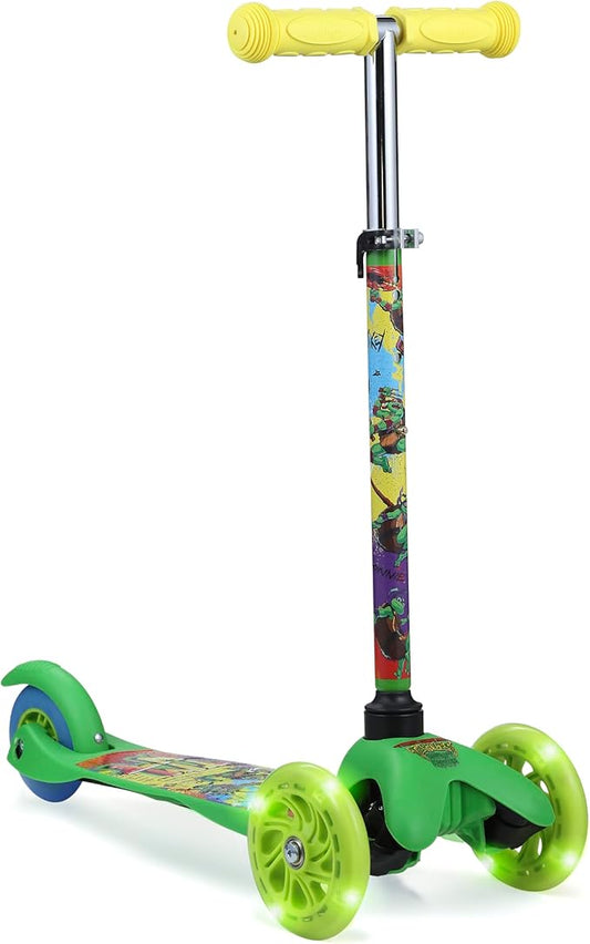 Self Balancing Kick Scooter with Light Up Wheels, Extra Wide Deck, 3 Wheel Platform, Foot Activated Brake, 75 lbs Limit, Kids & Toddlers Girls or Boys, for Ages 3 and Up