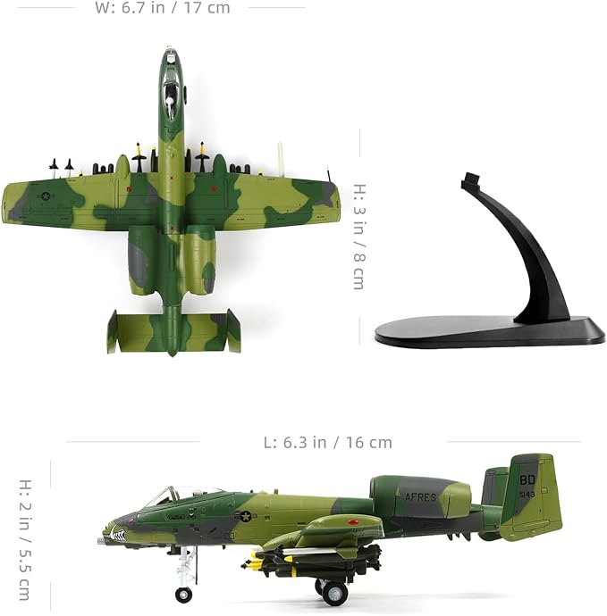 1/100 A-10 Attack Thunderbolt II (Warthog) Pre-Build Diecast Metal Aircraft Model Kits Replica Military for Display Collection or Gift