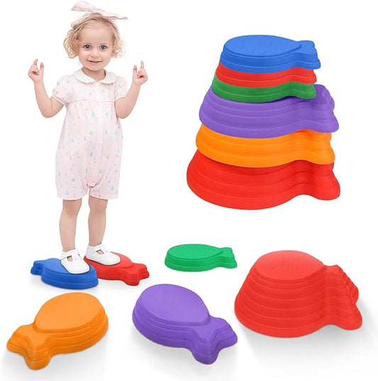 TOPNEW Toddler Stepping Stones for Kids, 6pcs Non-Slip Balance Stepping Stones for Promoting Children's Coordination Skills, Indoor & Outdoor Sensory Toys Obstacle Course for Kids Age 3 4 5 6 7+
