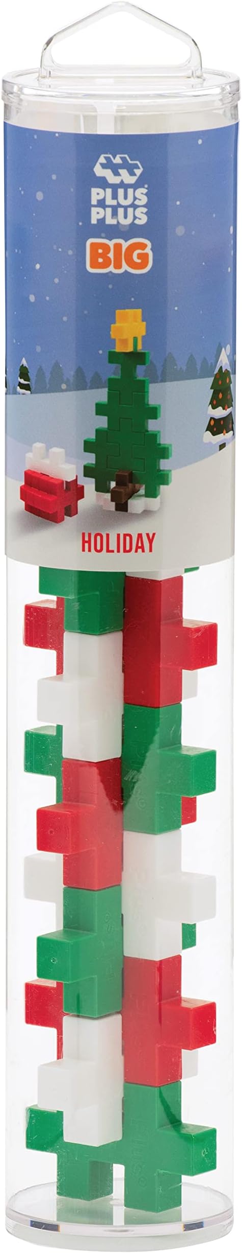 PLUS PLUS Big - Instructed Tube - 15 Piece Holiday Mix - Construction Building STEM/STEAM Toy, Interlocking Large Puzzle Blocks for Toddlers and Preschool