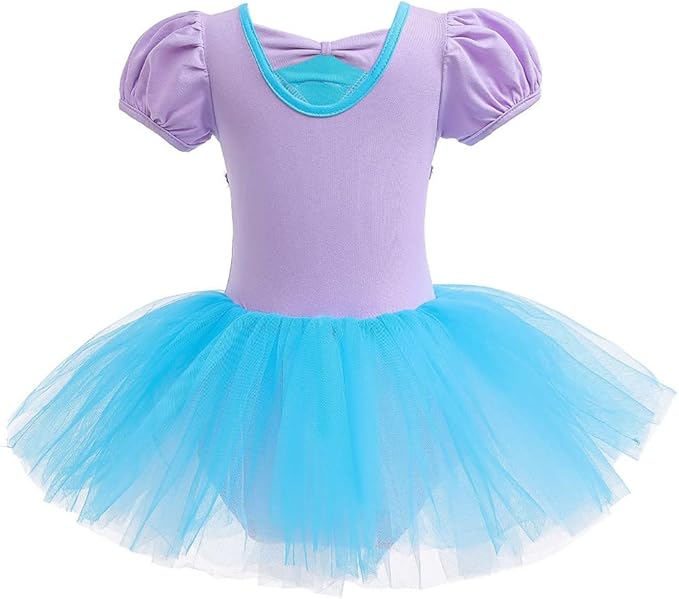 DYMCII Baby Girls Princess Ballet Dress Short Sleeve Leotards Skirted Tutu Dancewear Halloween Christmas Party Fancy Costume