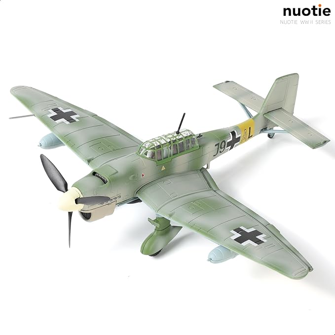 1/72 Junkers Ju 87 Stuka Bomber Aircraft Model WW II Metal Die-cast Classic Military Fighter Model Pre-Built WWII Legendary German Bomber Model with Display Stand Collection Gift for Adults