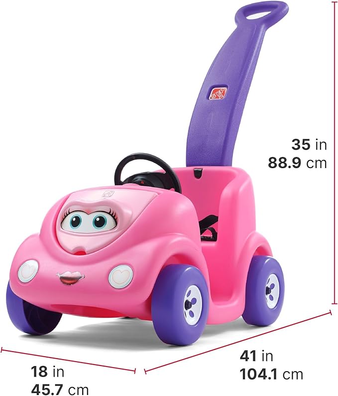 Step2 Push Around Buggy Kids Push Car, Ride On Toy, Stroller Substitute, Includes Seat Belt & Horn, Made of Durable Plastic, Max Weight 50 lbs., For Toddlers 1.5-4 Years Old, Pink