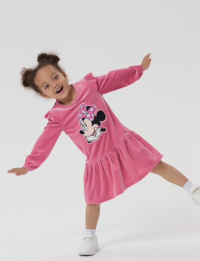 Disney Stitch Minnie Elsa Princess Sweatshirt Dress Toddler Girl Sequin Long Sleeve Pullover Clothes Fall Outfit 2-9 Years
