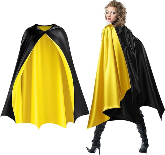 Haysandy Bat Cape Costume Unisex Reversible Satin Capes for Women for Halloween Hero Party Vampires Cosplay Costume