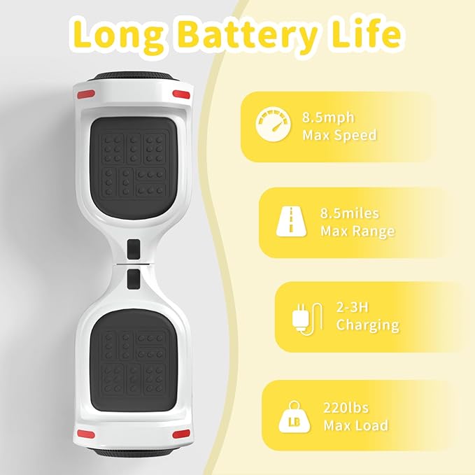 6.5" Bluetooth Scooter, LED Lights & APP & Music Speaker, Long Battery Life, Gifts for Kids & Adults & Girls & Boys, for All Ages