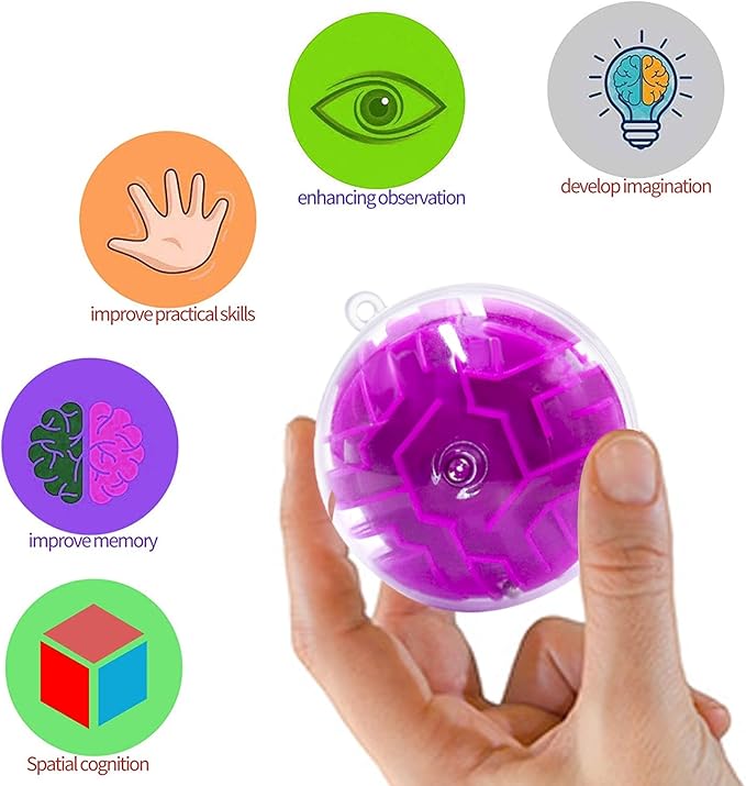 24 Pack 3D Puzzle Maze Ball Toys, Mini Puzzle Party Favors for Girls, Fidget Game Toys School Rewards & Classroom Prize for Students, Birthday Party Decoration Easter Valentines Day Gifts Ages 6-10