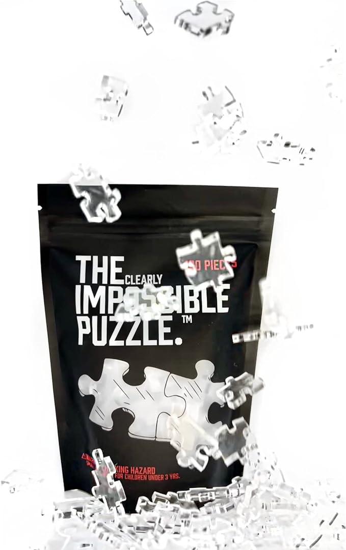 The Clearly Impossible Puzzle ® 100 Pieces - Clear Difficult Jigsaw Puzzle - False Edge Pieces - Clear Hard Puzzle - 100 Piece