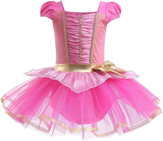 DYMCII Baby Girls Princess Ballet Dress Short Sleeve Leotards Skirted Tutu Dancewear Halloween Christmas Party Fancy Costume