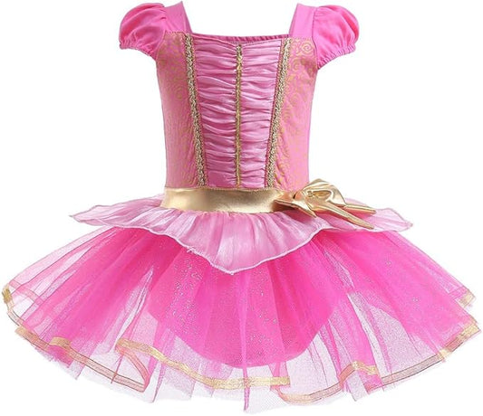 DYMCII Baby Girls Princess Ballet Dress Short Sleeve Leotards Skirted Tutu Dancewear Halloween Christmas Party Fancy Costume