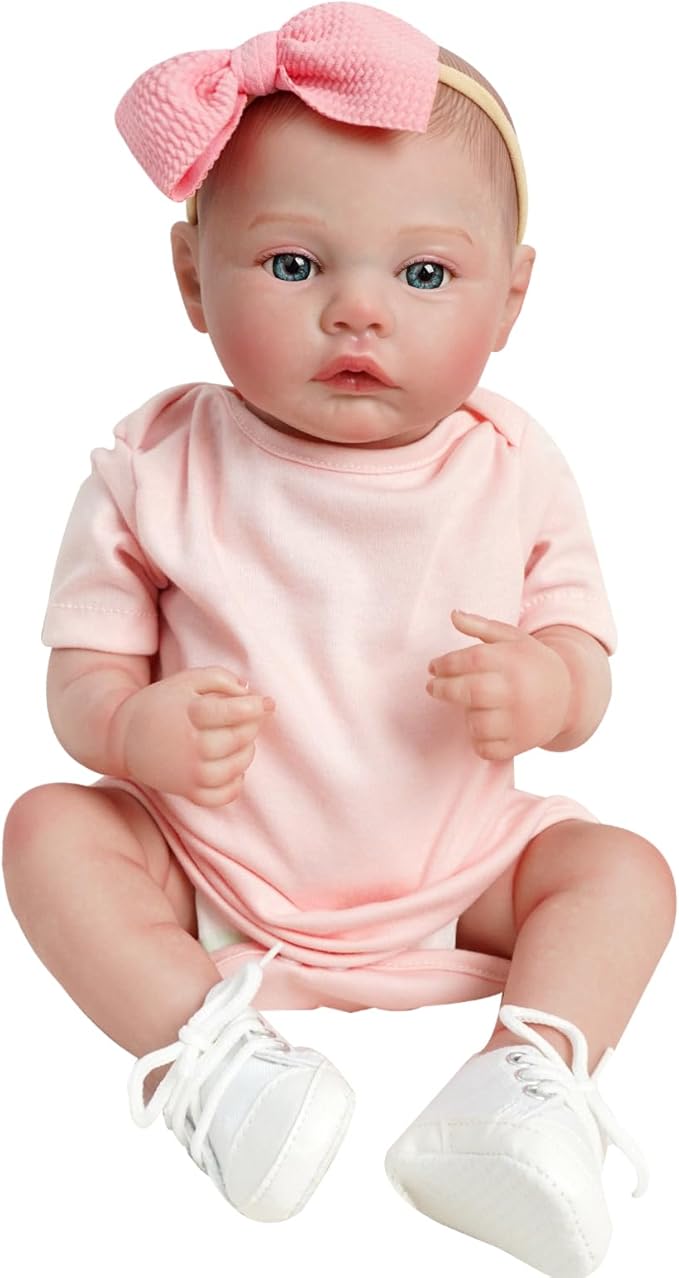 17" Realistic and Cute Reborn Baby Girl Beall Opened Her Eyes, Handmade Lifelike Reborn Doll, Advanced Painted Vinyl Gift Set for Kids Age 3+