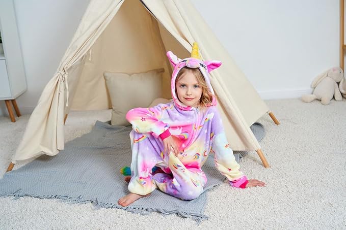 Kids Unicorn Onesie Pajamas One-Piece Cosplay Costume Animal Sleepwear Girls And Boys