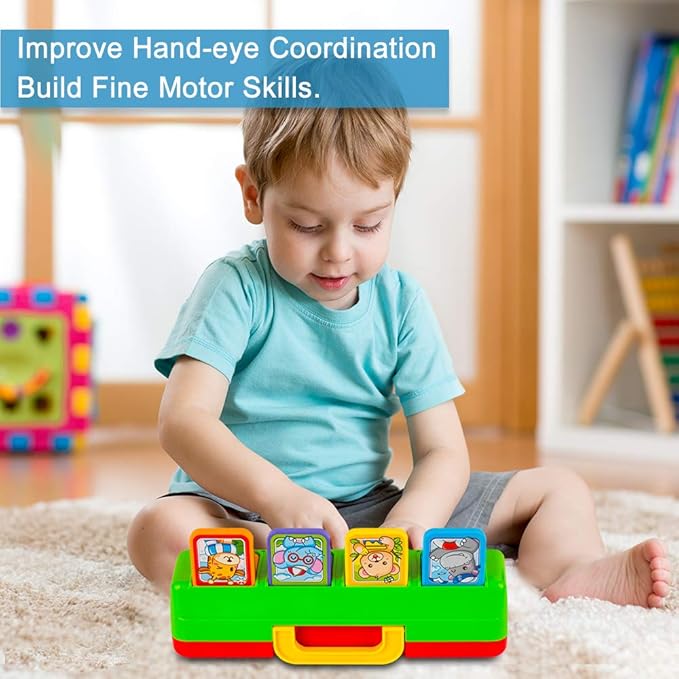 YEEBAY Interactive Pop Up Animals Toy with Music, Animal Sound, Activity Toys for Ages 9-12 - 18 Months &1 Year Old Kids, Babies, Toddlers, Boys & Girls