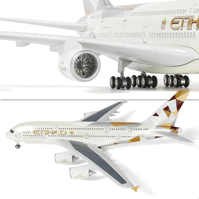 1/200 Scale A380 Model Plane Diecast Airbus A380 Model Airplane with Stand (14 in-L) for Adult Aviation Creative Gifts, Tabletop Collection Display