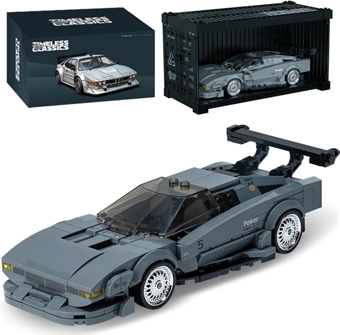 PB8819 1:32 M1 Sports Car Buliding Blocks Set, 368 Pieces Racing Toy Container Display Box, Clamping Blocks Car STEM Gift for Adults – for Hobbyist Collector