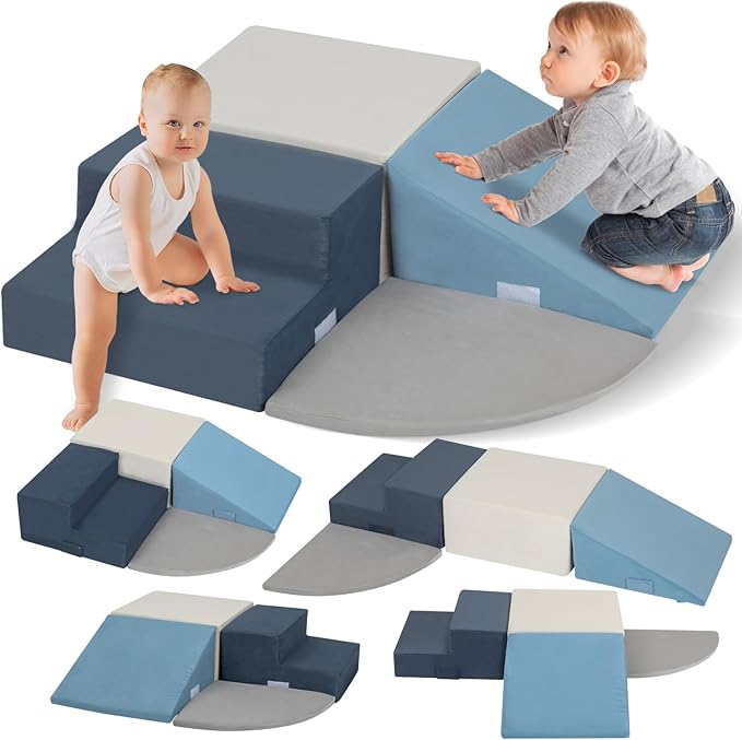 Large 4 Pcs Toddler Climbing Toys Indoor, Foam Blocks with Velcro, Ideal Gift