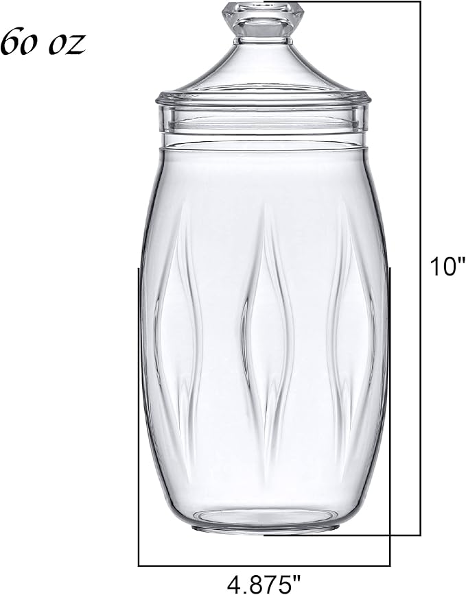 Amazing Abby - Cassandra - Acrylic Apothecary Jar (60 oz), Bathroom Canister, Decorative Jar, Vanity Organizer, Kitchen Storage, Candy Buffet, Wedding Display, BPA-Free and Shatter-Proof