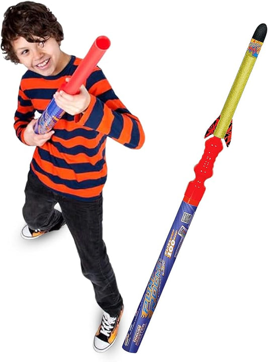 Geospace Hand Held Pump Rocket Medium Size Set - 30" Long Single Launcher & Rockets for Outdoor or Indoor Safe Play for Kids (Single Pump Rocket Jr.)
