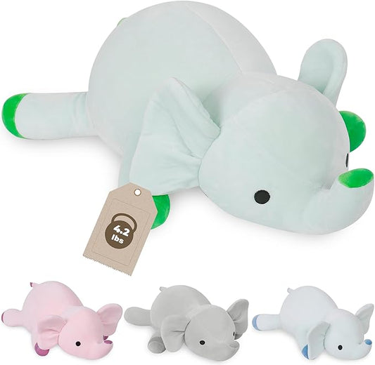 4.2lbs 24in Elephant Weighted Stuffed Animals, Weighted Plush, Gifts for Kids, Adults, Girls and Boys(Green)