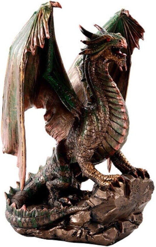 Pacific Giftware Bronzite Dragon Standing on Rock Statue Collectible Figurine 9 Inch