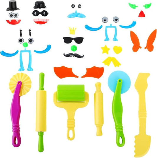 Modeling Clay Tools for Kids Ages 2-4, Craft Molding Clay Tool Set, Clay Molds Cutters Roller Stamps, Modeling Clay Kit 43 Pcs, Sculpting Texture Rolling Pin, Toddlers Accessories Girls Boys