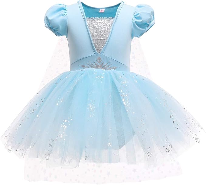 DYMCII Baby Girls Princess Ballet Dress Short Sleeve Leotards Skirted Tutu Dancewear Halloween Christmas Party Fancy Costume
