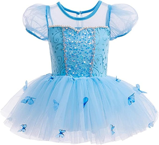 DYMCII Baby Girls Princess Ballet Dress Short Sleeve Leotards Skirted Tutu Dancewear Halloween Christmas Party Fancy Costume