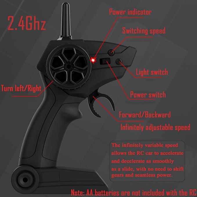 1:20 RC Drift Car 2.4GHz 4WD High Speed Drift Remote Control Cars Vehicle with LED Lights and Drifting Tires Batteries x2 Racing Sport Toy Cars for Adults Boys Girls Kids (Red)